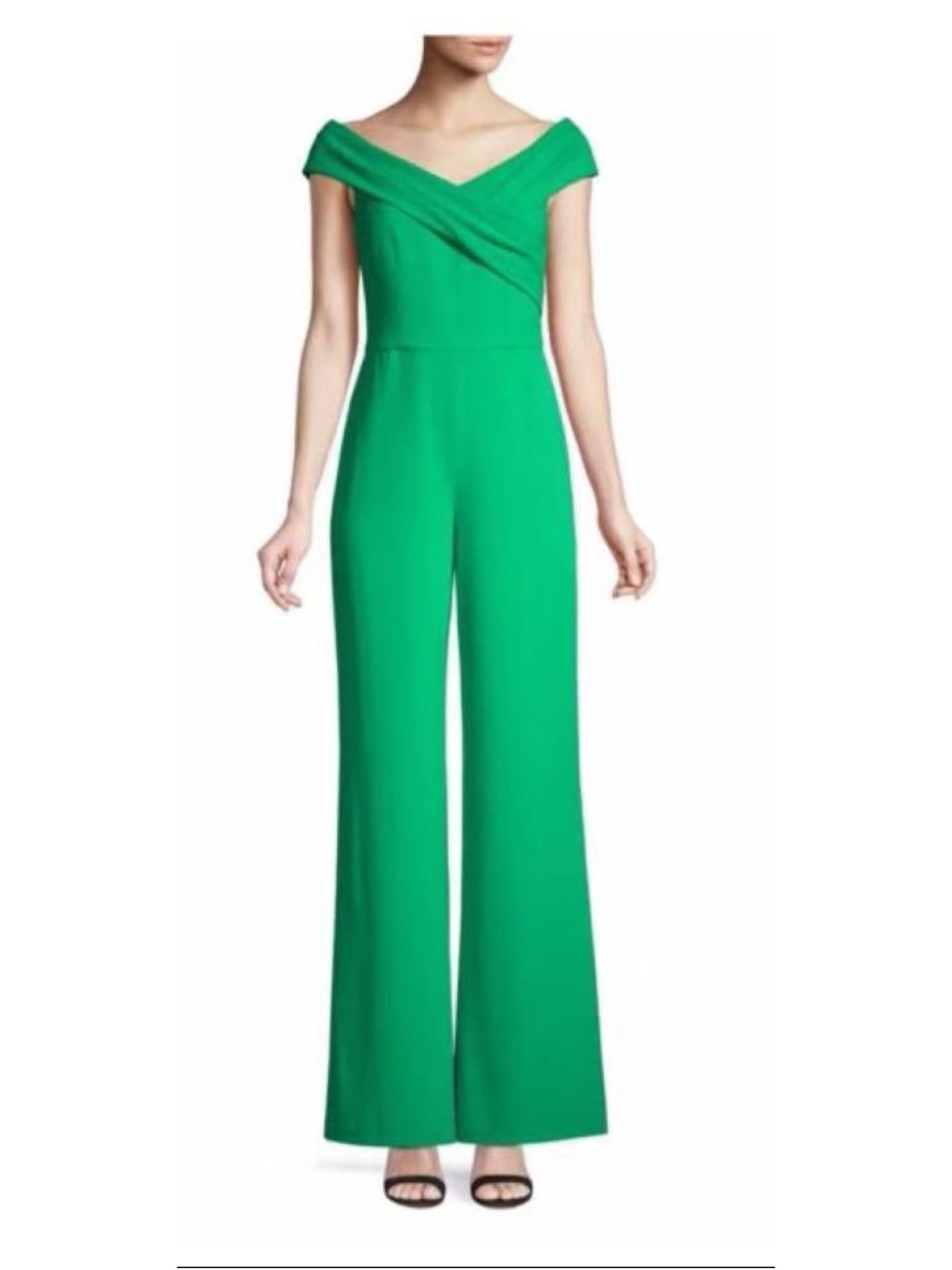 Alice + Olivia Kaye Emerald Green Off-Shoulder Wide-Leg Jumpsuit